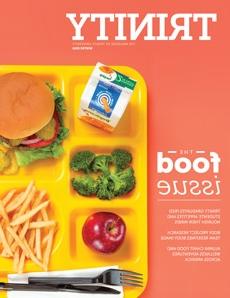 2016年冬季《澳门金沙线上赌博官网》杂志的封面上写着“食物问题”，并展示了一个自助餐厅的托盘，上面放着典型的午餐食物